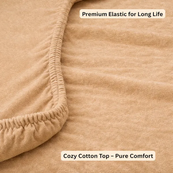 Cotton_Waterproof_Solid_Beige_King_Size_Mattress_Protector