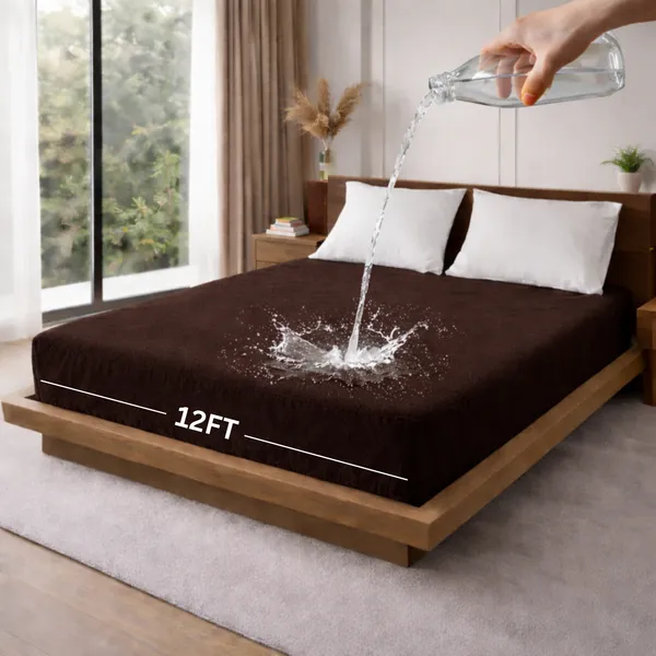 Cotton_Waterproof_Solid_Brown_King_Size_Mattress_Protector