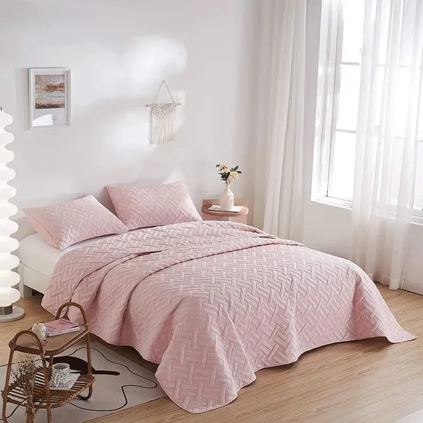 Cotton_Quilted_Solid_Baby_Pink_King_Size_Fitted_Bed_Cover