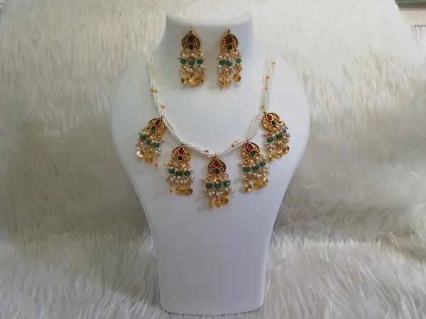 Gold_Brass_Traditional_Green_Red_Stone_Necklace_Set_For_Women