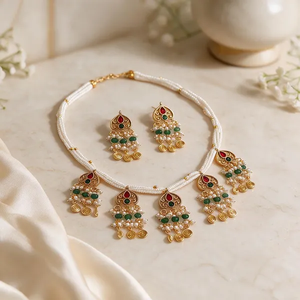 Gold_Brass_Traditional_Green_Red_Stone_Necklace_Set_For_Women