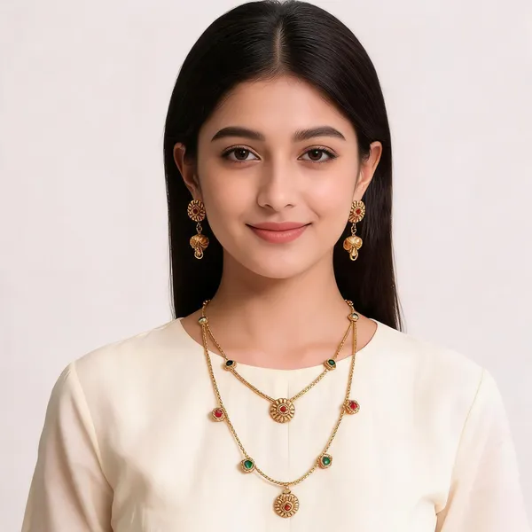 Gold_Brass_Layered_Multicolour_Stone_Necklace_Earrings_Set_For_Women