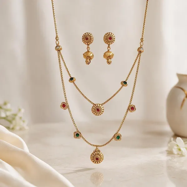 Gold_Brass_Layered_Multicolour_Stone_Necklace_Earrings_Set_For_Women