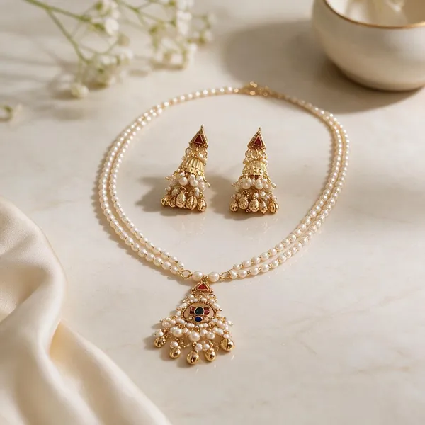 Gold_Brass_Pearl_Red_Stone_Traditional_Necklace_Earrings_Set_For_Women