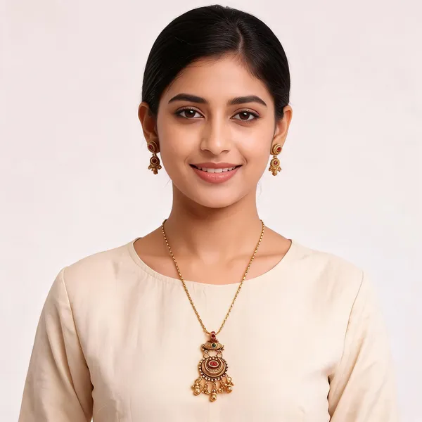 Gold_Brass_Stone_Accent_Traditional_Necklace_Earrings_Set_For_Women