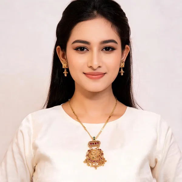 Gold_Brass_Ornate_Traditional_Pendant_Necklace_And_Earrings_Set_For_Women