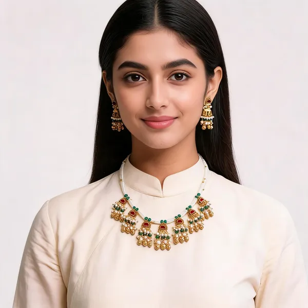 Gold_Brass_Red_Green_Stone_Traditional_Necklace_Earrings_Set_For_Women