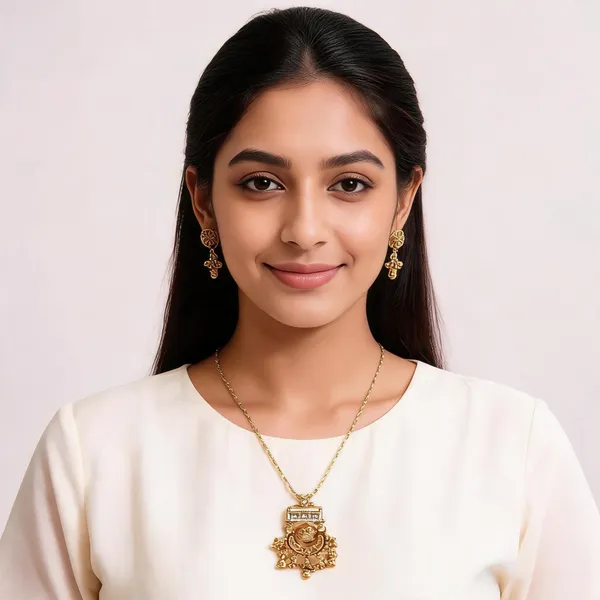 Gold_Brass_Floral_Ornate_Necklace_And_Earrings_Set_For_Women