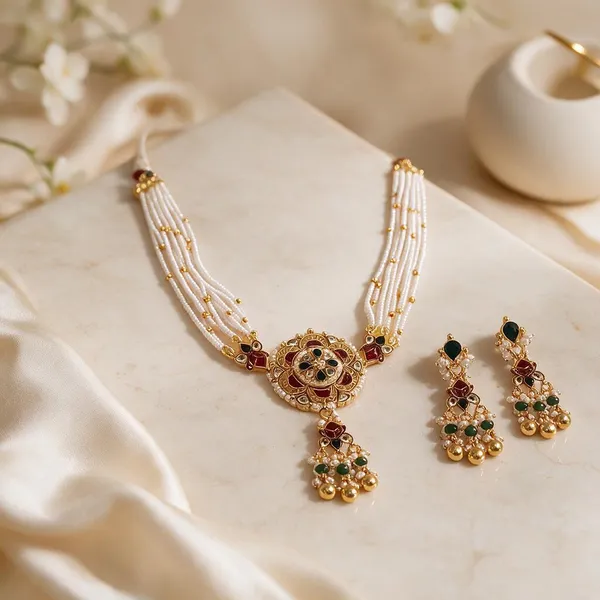 Gold_Brass_Kundan_Stone_Layered_Necklace_And_Earrings_Set_For_Women