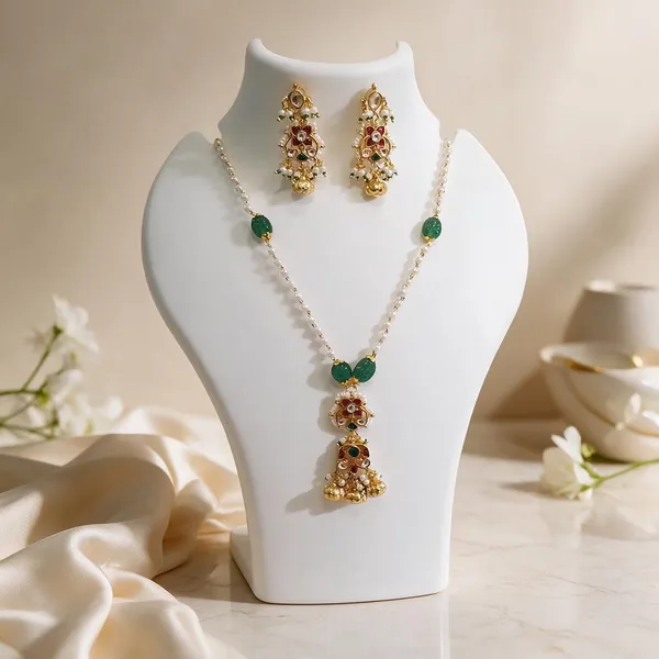 Gold_Brass_Green_Stone_Traditional_Necklace_And_Earrings_Set_For_Women