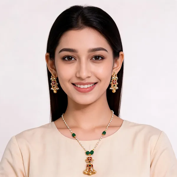Gold_Brass_Green_Stone_Traditional_Necklace_And_Earrings_Set_For_Women