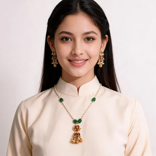 Gold_Brass_Green_Stone_Traditional_Necklace_And_Earrings_Set_For_Women