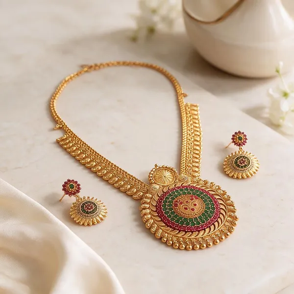 Gold_Brass_Circular_Pendant_Multicolour_Necklace_Earrings_Set_For_Women