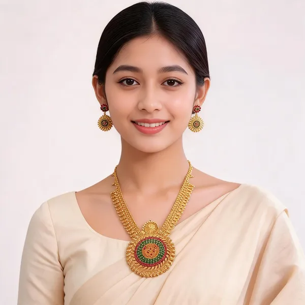 Gold_Brass_Circular_Pendant_Multicolour_Necklace_Earrings_Set_For_Women