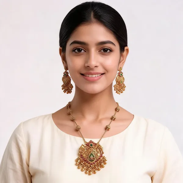 Gold_Brass_Red_Green_Stone_Traditional_Necklace_And_Earrings_Set_For_Women