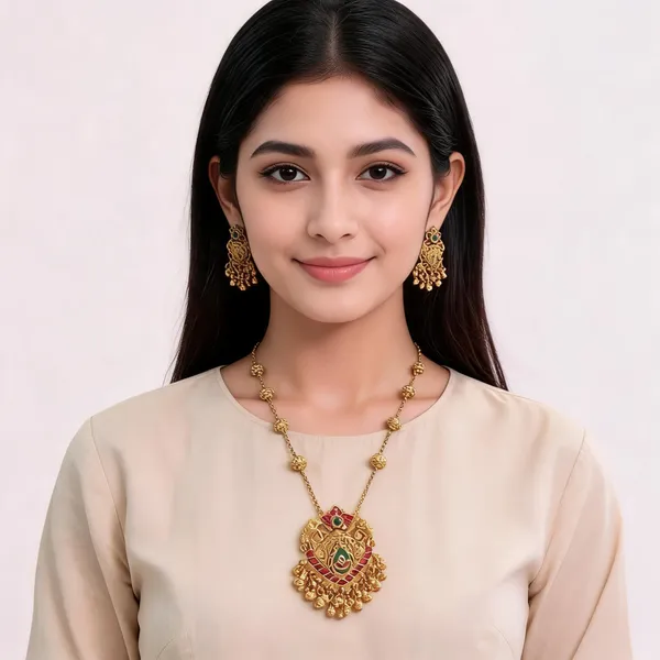 Gold_Brass_Red_Green_Stone_Traditional_Necklace_And_Earrings_Set_For_Women