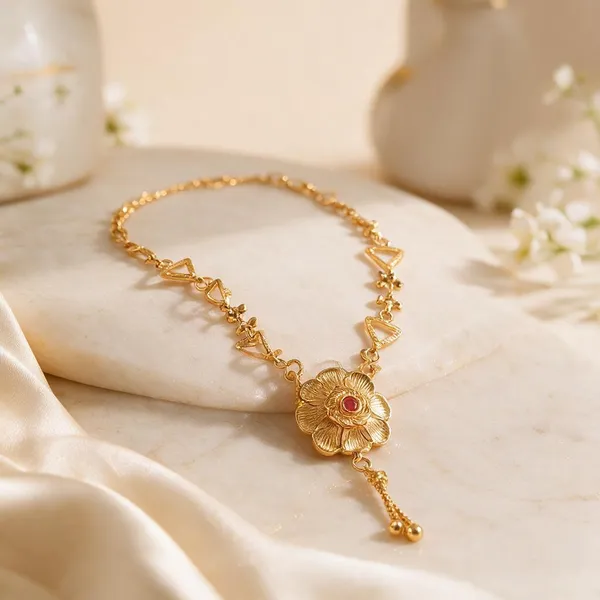 Gold_Brass_Floral_Pendant_Delicate_Necklace_For_Women