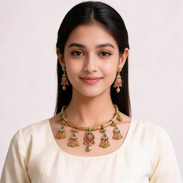 Gold_Brass_Red_Green_Stone_Traditional_Necklace_And_Earrings_Set_For_Women