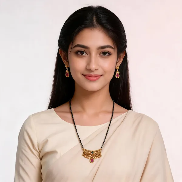 Gold_Brass_Black_Beaded_Mangalsutra_Necklace_Set_For_Women