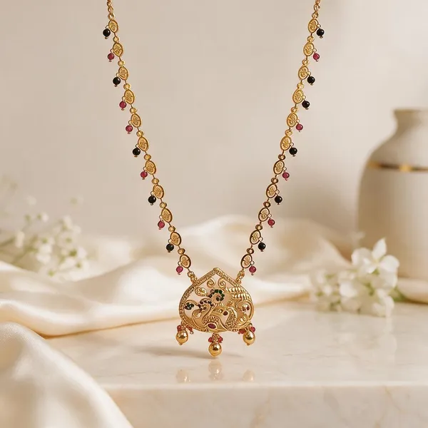 Gold_Brass_Multicolour_Beaded_Long_Pendant_Necklace_For_Women