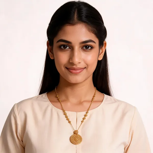 Gold_Brass_Round_Pendant_Delicate_Necklace_For_Women