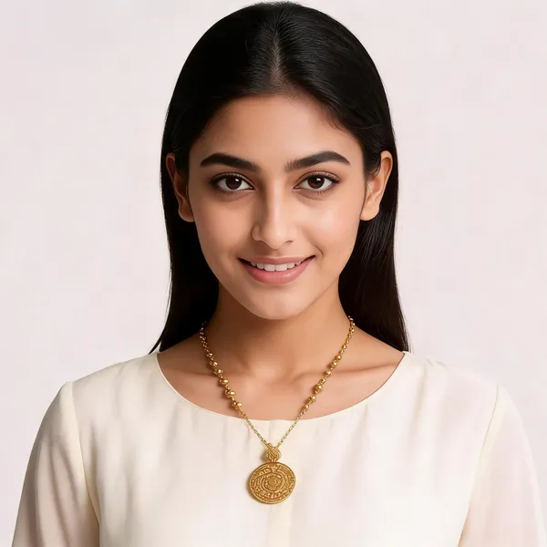 Gold_Brass_Round_Pendant_Delicate_Necklace_For_Women