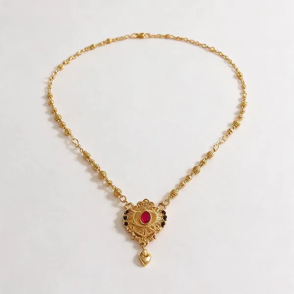 Gold_Brass_Red_Stone_Ornate_Pendant_Necklace_For_Women