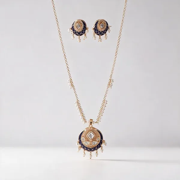 Gold_Brass_Purple_Accent_Traditional_Necklace_And_Earrings_Set_For_Women