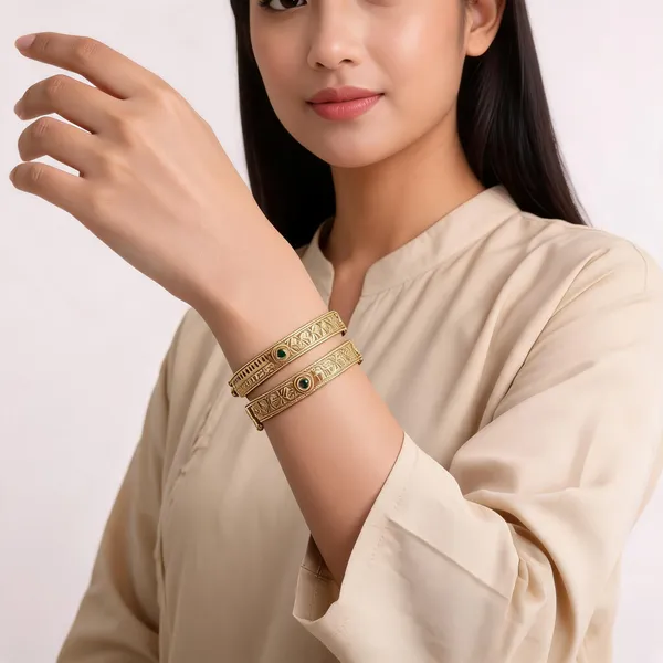 Gold_Brass_Green_Stone_Embellished_Kangan_Bangle_For_Women
