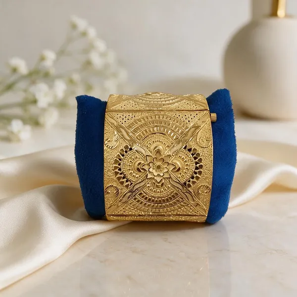 Gold_Brass_Floral_Embossed_Ornate_Cuff_Bracelet_For_Women