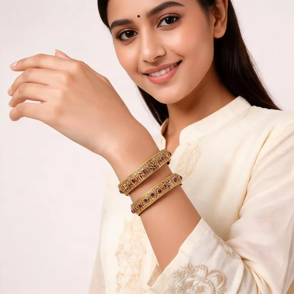Gold_Brass_Traditional_Purple_Stone_Kangan_Bangle_Set_For_Women