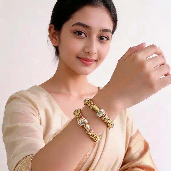 Gold_Brass_Pink_Blue_Stone_Embellished_Kangan_Bangle_Set_For_Women