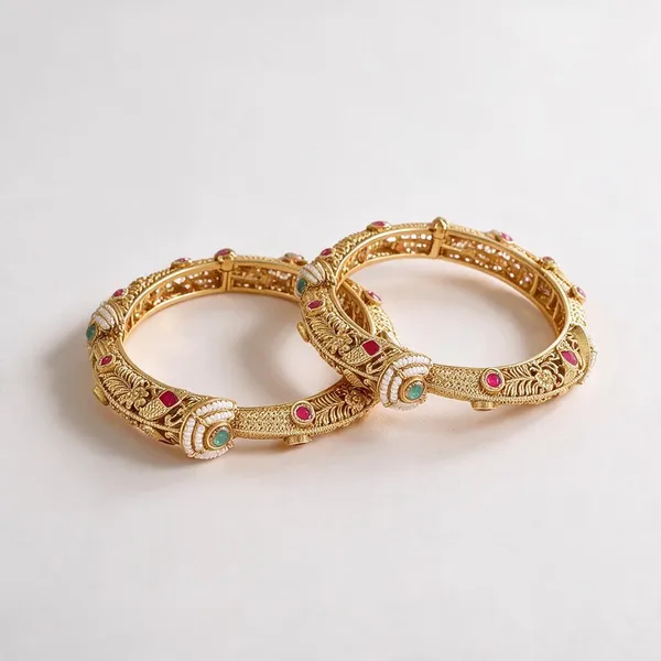 Gold_Brass_Pink_Blue_Stone_Embellished_Kangan_Bangle_Set_For_Women