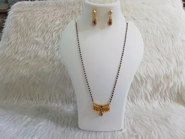 Gold_Brass_Black_Beaded_Mangalsutra_Necklace_Set_For_Women