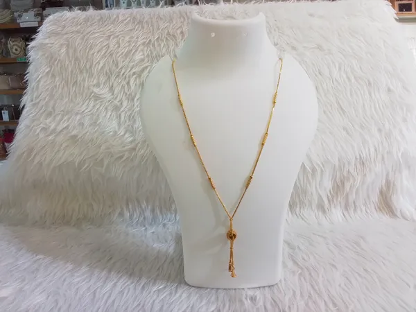 Gold_Brass_V-Drop_Tassel_Pendant_Necklace_For_Women