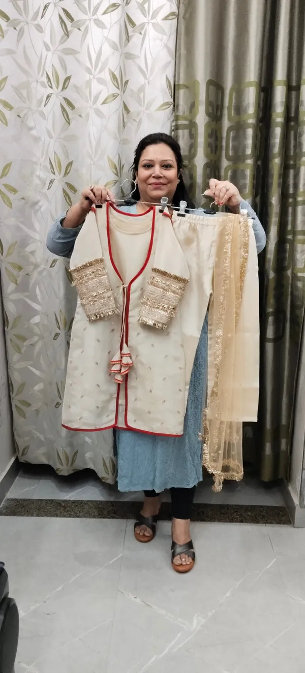 Gold_Tissue_Silk_Embroidered_Kurta_Jacket_Set_For_Kids