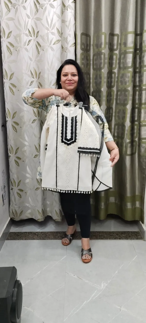 Off_White_Black_Organic_Cotton_Chikankari_Tulip_Set_For_Kids