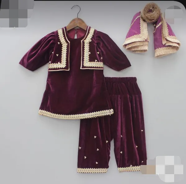 Velvet_Jacket_Suits_For_Kids_Wine