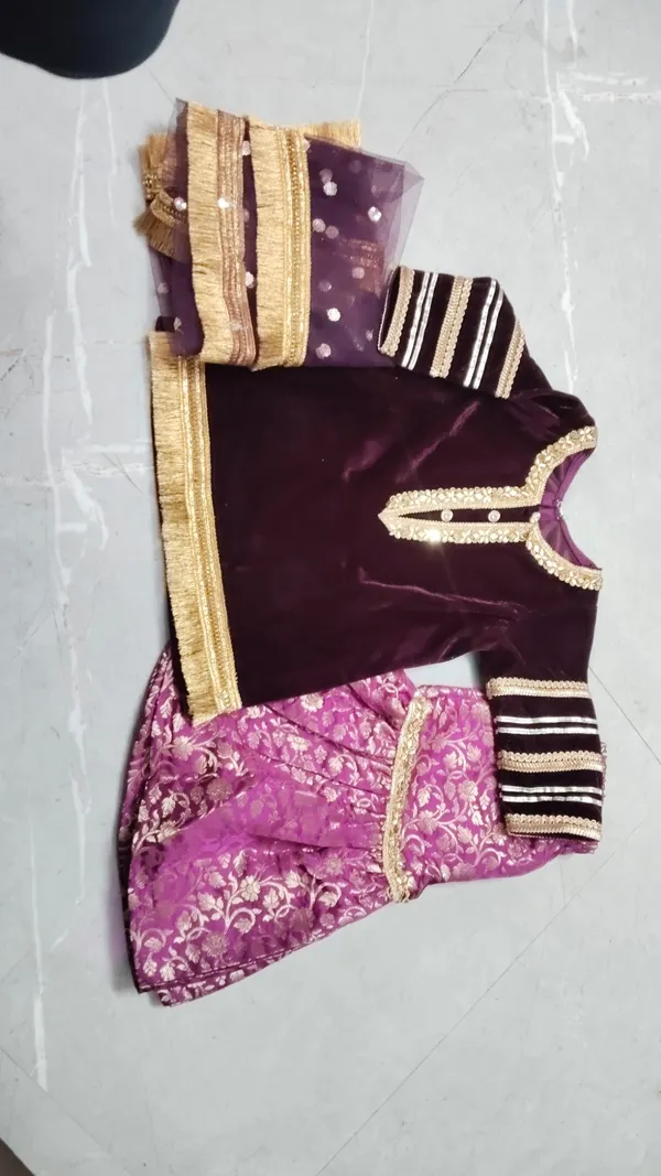 Velvet_Garara_Set_For_Kids_Wine_And_Purple