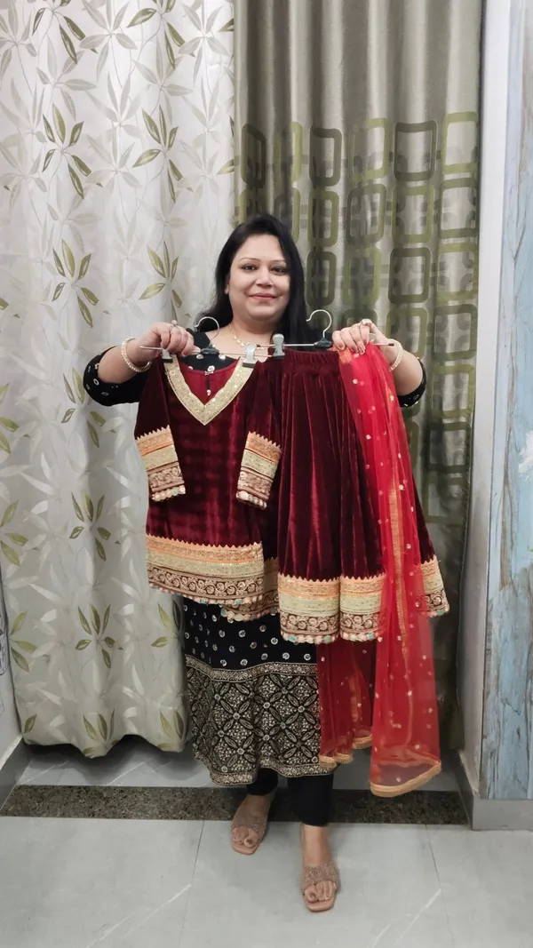 Premium_Velvet_Lehenga_For_Kids_Maroon