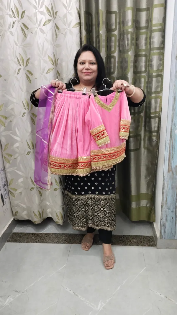 Light_Pink_Velvet_Handwork_Lehenga_For_Kids