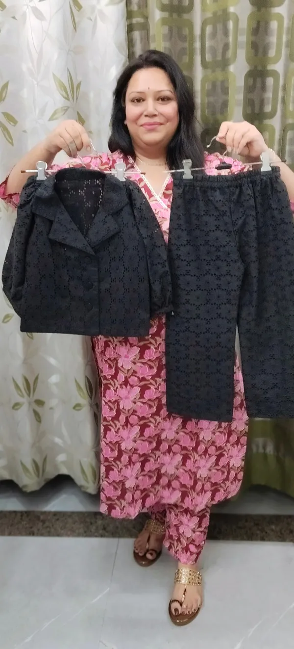 Black_Cotton_Chikan_Co-Ord_Set_For_Kids