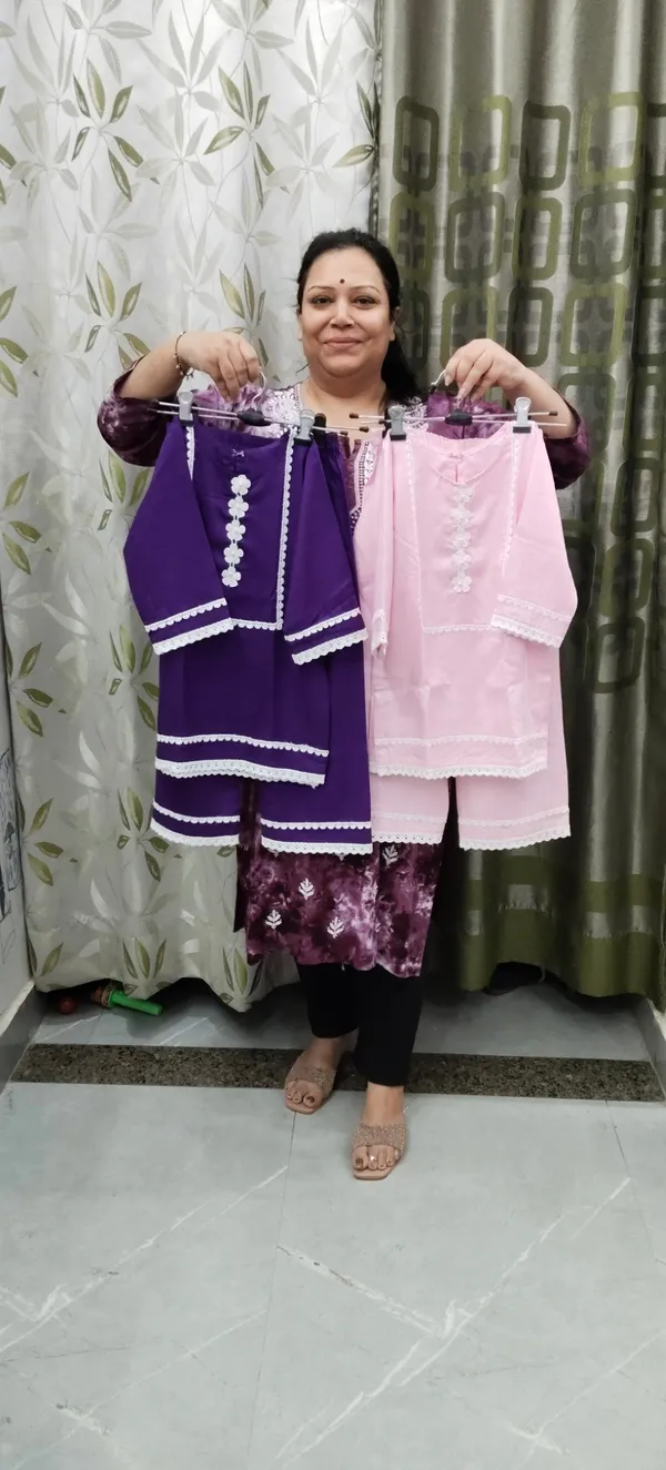 Violet_Pink_Rayon_Chikan_Floral_Co-Ord_Set_For_Kids