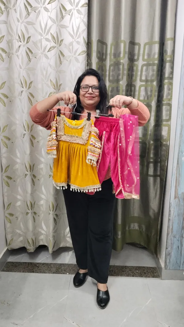 Mustard_Rani_Velvet_Kaudi_Embroidered_Dress_For_Kids
