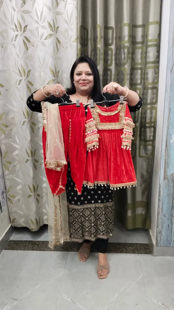 Premium_Velvet_Kaudi_Dress_Musturd_And_Rani