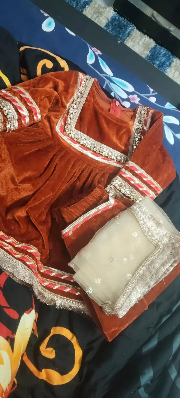 Rust_Velvet_Cirosky_Work_Suit_Set_For_Kids