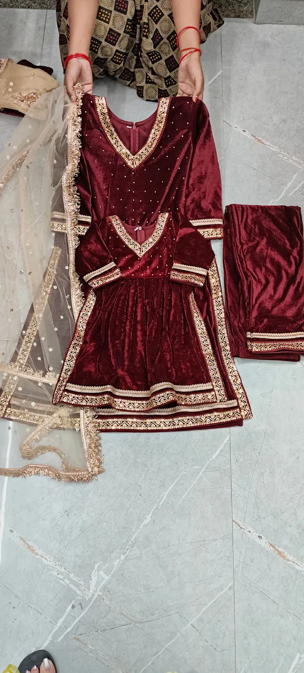 Rust_Velvet_Naira_Cut_Suit_Set_For_Kids