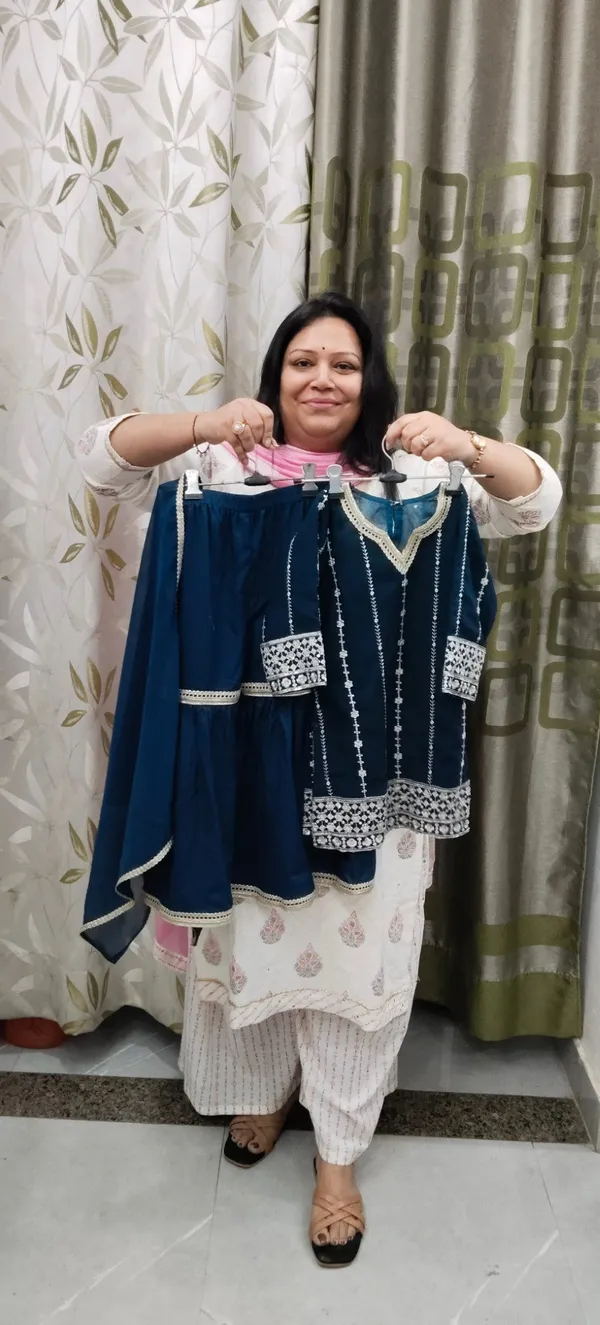 Georgette_Garara_Set_For_Kids_Turquoise_Blue
