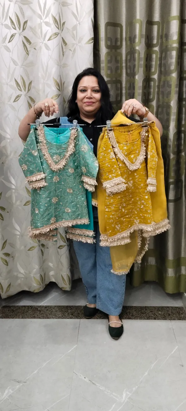Sea_Blue_Mustard_Crush_Silk_Handwork_Suit_Set_For_Kids