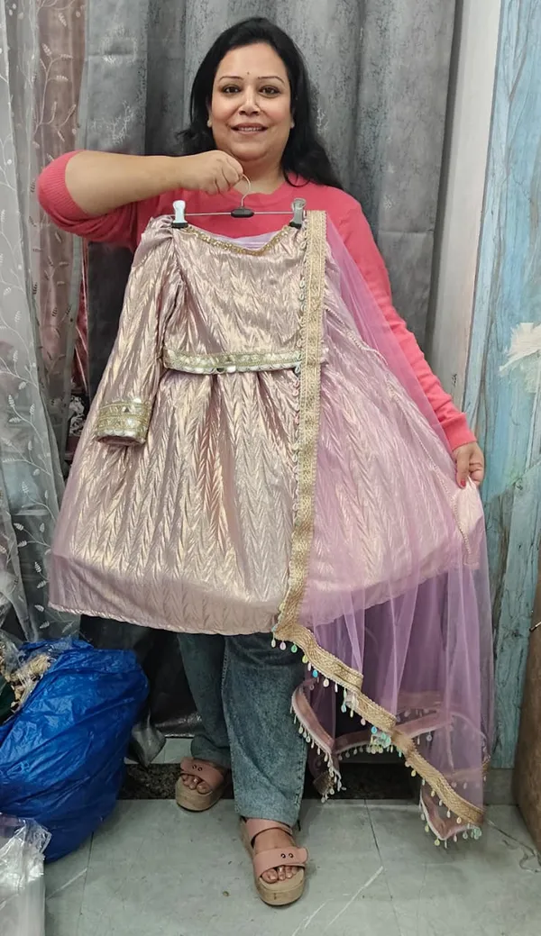 Off_White_Shimor_Self_Print_Mirror_Work_Lehenga_Set_For_Kids